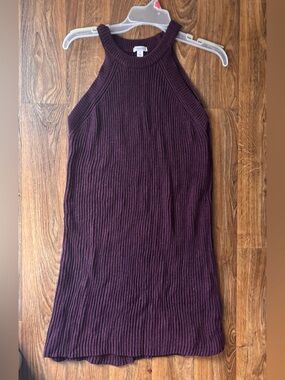 Xhilaration Ribbed Knit Sweater Dress in Plum